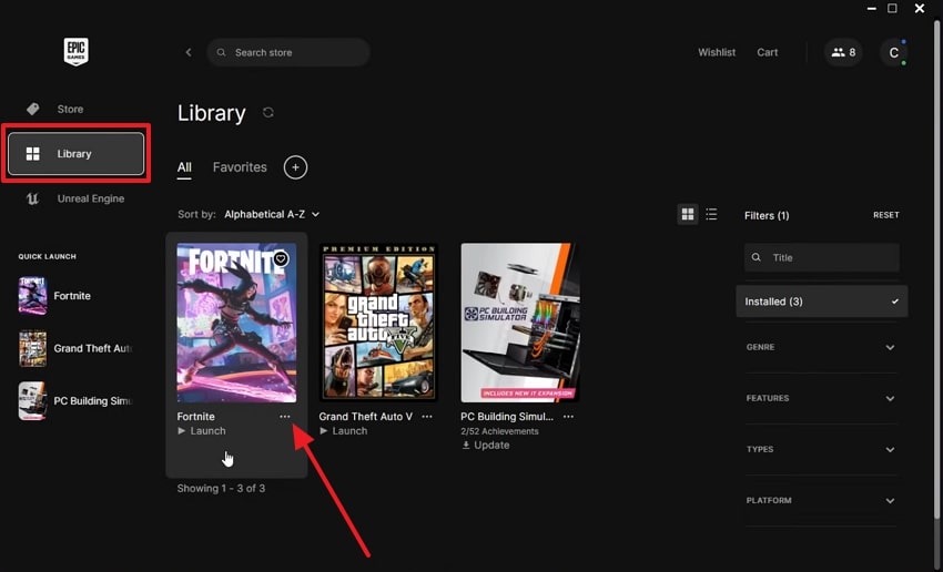 run fortnite inepic game launcher